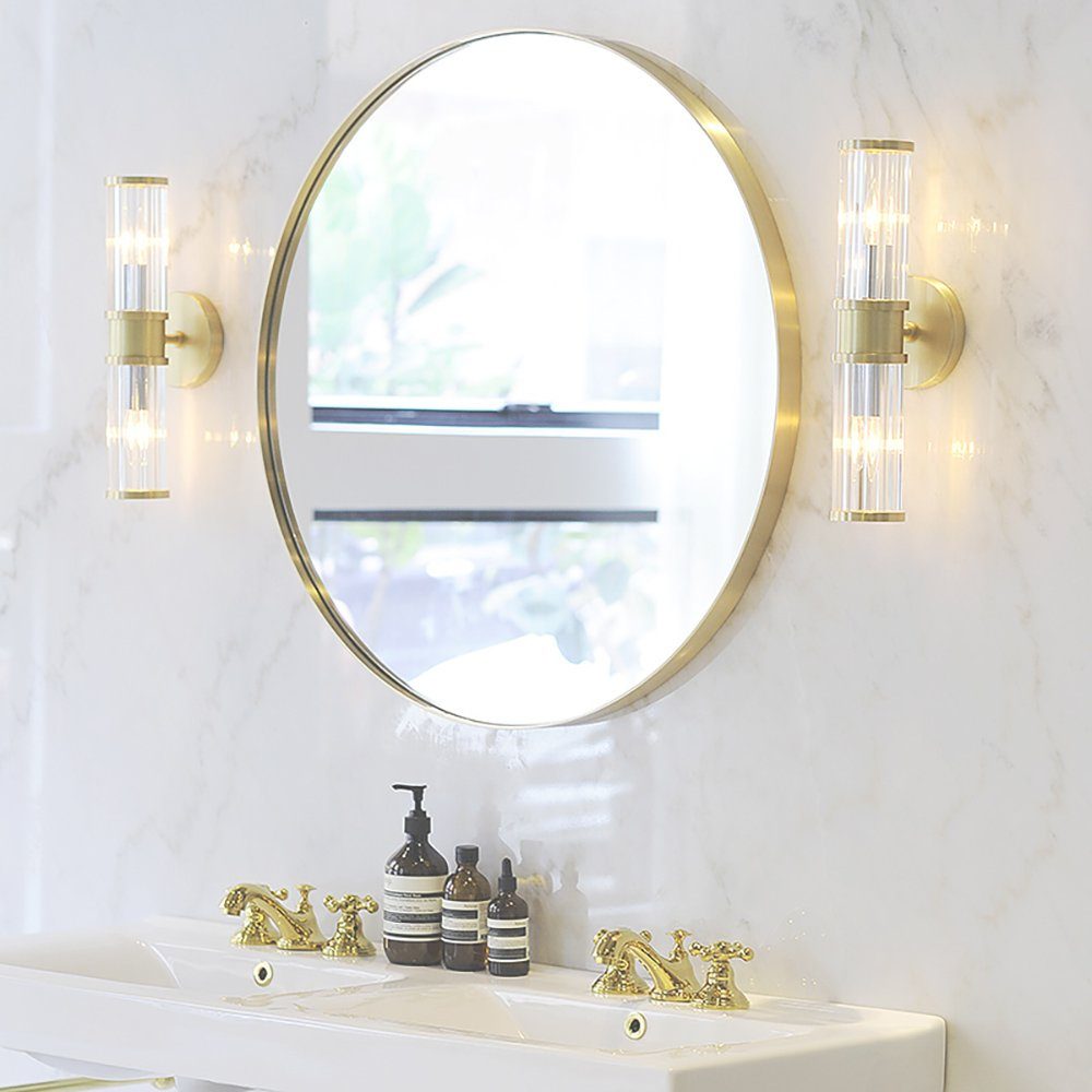 Home Collective Spiegel rund wandmontiert mit Metallrahmen in 3 Größen, für Bad, Flur, Wohnzimmer, Esszimmer, Schminkspiegel, 60x60cm gold
